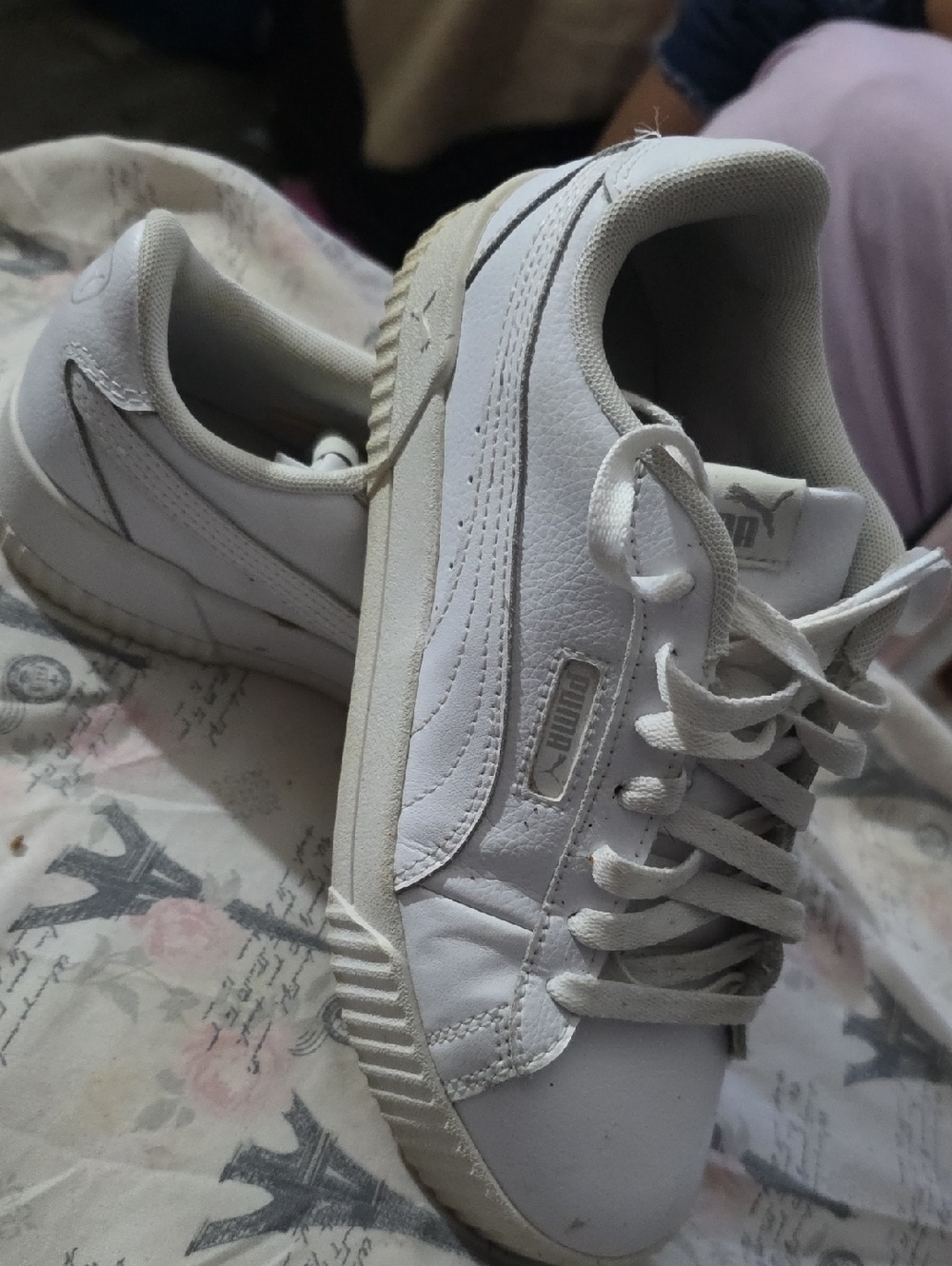 Puma White Low-Top Leather Sneakers